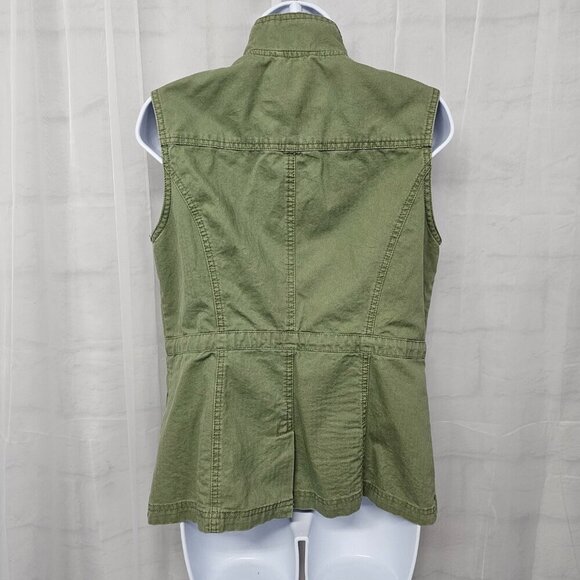 Merona Vest Olive Green Utility Boho Zip Hiking Military Punk S - Picture 8 of 12